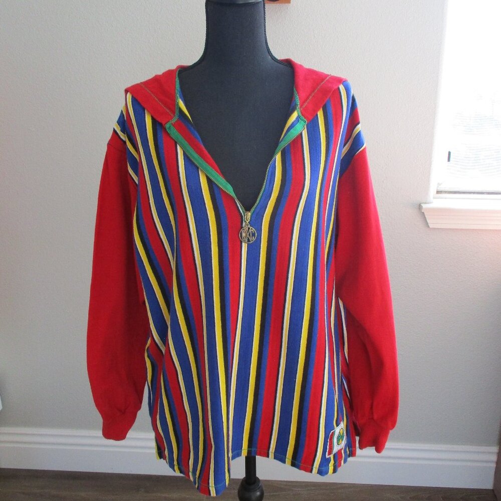 Vintage 90's Cross Colours One Size FITS ALL Stripe Zipper Hoodie